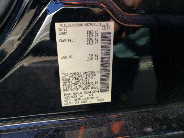 2019 NISSAN ALTIMA SV - 1N4BL4DV3KC204604