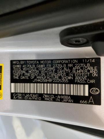 2015 LEXUS CT200H - JTHKD5BH8F2225355