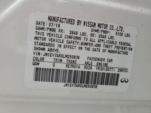 2020 INFINITI Q50 PURE - JN1EV7AR0LM250836