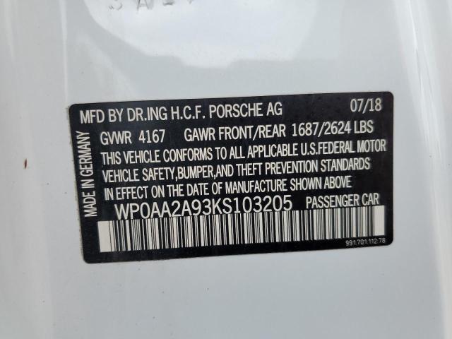 2019 PORSCHE 911 CARRER - WP0AA2A93KS103205