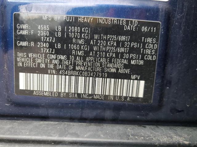4S4BRBKC0B3427919 Subaru Outback 2.5i Limited