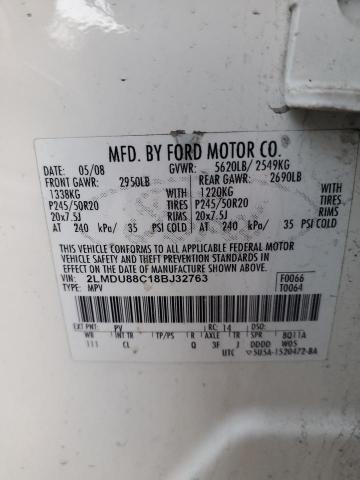 2LMDU88C18BJ32763 Lincoln MKX