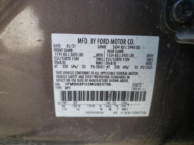 1FMSK8FH3MGB03758 Ford Explorer Limited