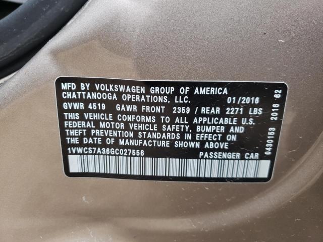 2016 VOLKSWAGEN PASSAT SEL - 1VWCS7A36GC027556