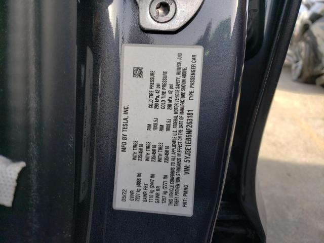 5YJ3E1EB6NF263181 Tesla MODEL 3