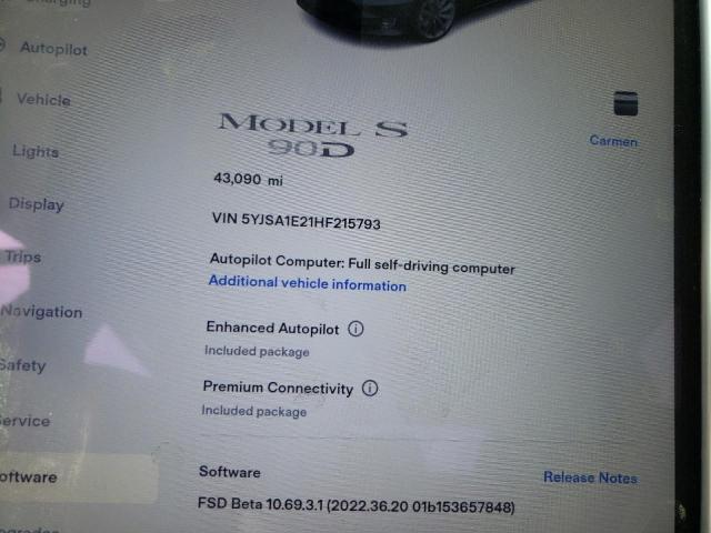 5YJSA1E21HF215793 Tesla MODEL S