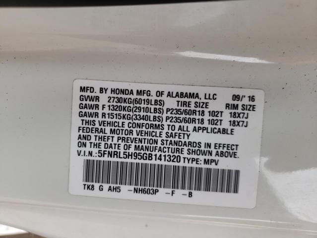 2016 HONDA ODYSSEY TO - 5FNRL5H95GB141320