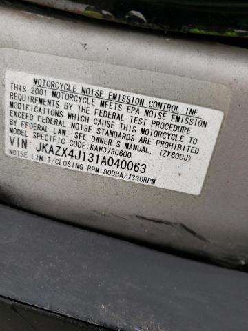 2001 KAWASAKI ZX600 J1 - JKAZX4J131A040063
