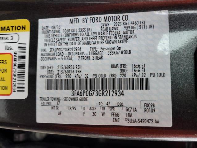2016 FORD FUSION S - 3FA6P0G73GR212934