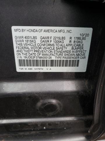 2021 ACURA ILX 19UDE2F37MA000126