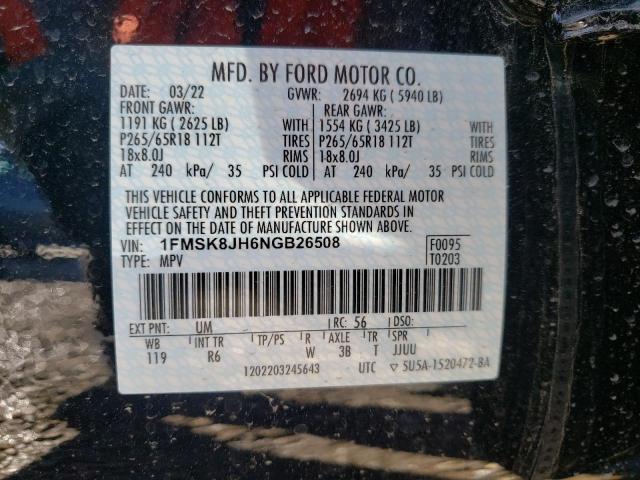 2022 FORD EXPLORER T - 1FMSK8JH6NGB26508