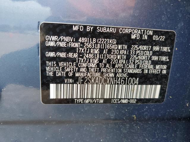 JF2SKADCXNH461004 Subaru Forester Premium