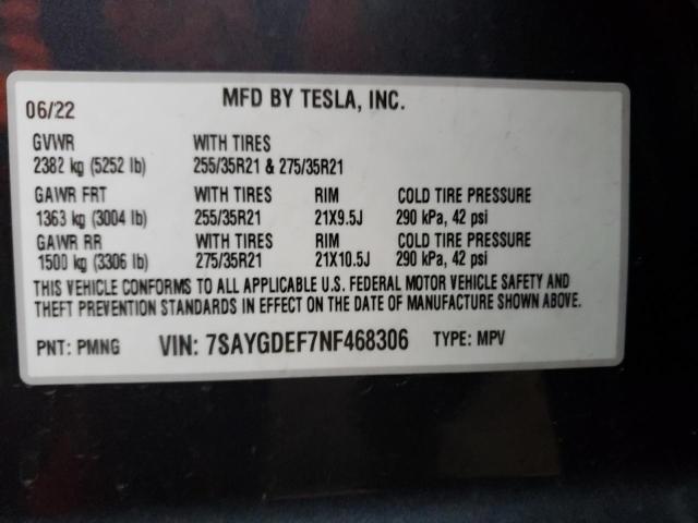 7SAYGDEF7NF468306 Tesla Model Y