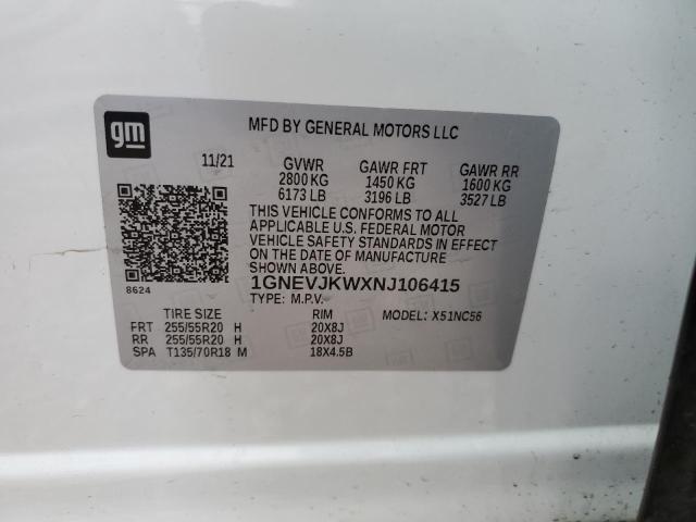 2022 CHEVROLET TRAVERSE R 1GNEVJKWXNJ106415