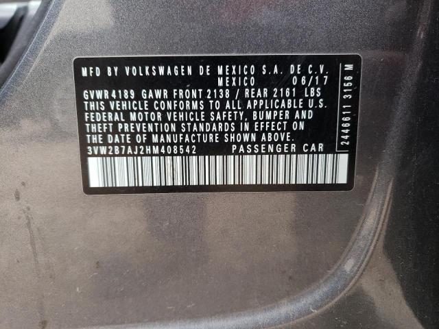 2017 VOLKSWAGEN JETTA S 3VW2B7AJ2HM408542