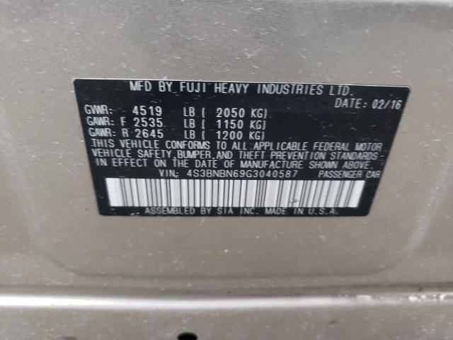 2016 SUBARU LEGACY 2.5 4S3BNBN69G3040587