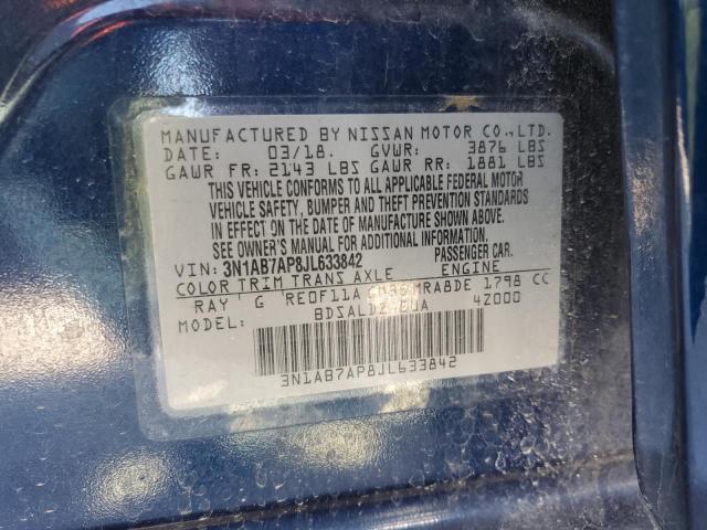 3N1AB7AP8JL633842 Nissan SENTRA S