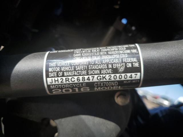 2016 HONDA CTX700 ND JH2RC6847GK200047