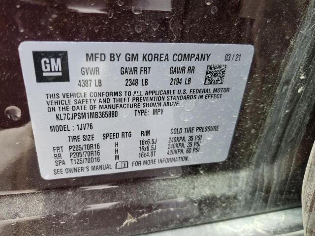 2021 CHEVROLET TRAX 1LT - KL7CJPSM1MB365880