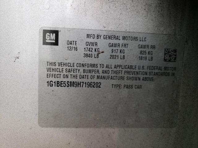 2017 CHEVROLET CRUZ 1G1BE5SM9H7196202