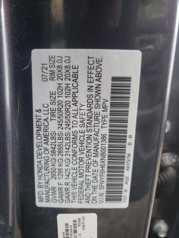 2022 HONDA PILOT TOUR - 5FNYF6H6XNB001386