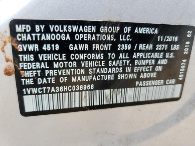 2017 VOLKSWAGEN PASSAT SEL - 1VWCT7A36HC036966