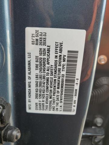 2021 HONDA PILOT ELIT - 5FNYF6H0XMB069133