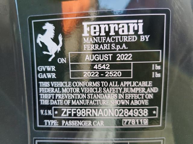2022 FERRARI ROMA ZFF98RNA0N0284938
