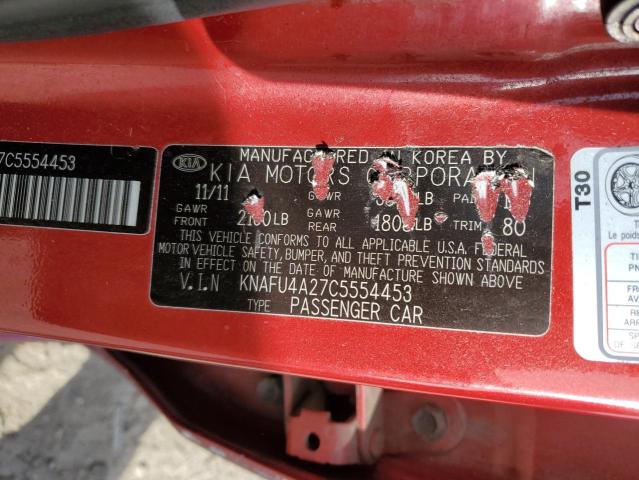 KNAFU4A27C5554453 KIA FORTE EX