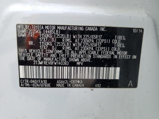 2T3WFREV8FW140383 Toyota Rav4 Xle