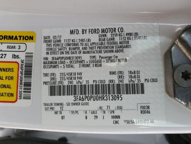 2017 FORD FUSION SE - 3FA6P0PU0HR313095
