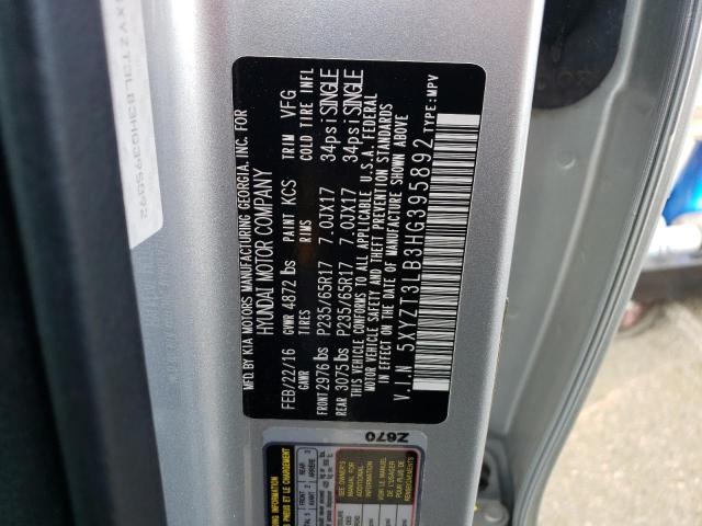 2017 HYUNDAI SANTA FE S 5XYZT3LB3HG395892