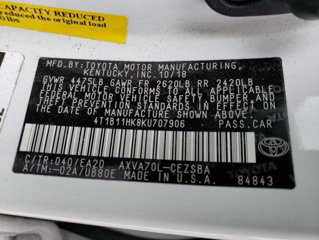 2019 TOYOTA CAMRY L - 4T1B11HK8KU707906