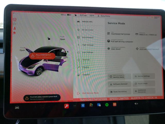 7SAYGDEE7NF321099 Tesla Model Y