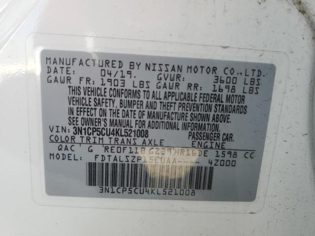 3N1CP5CU4KL521008 Nissan KICKS S