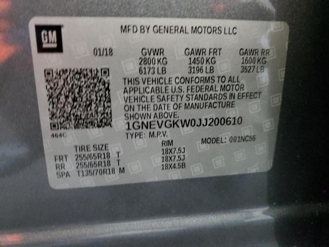2018 CHEVROLET TRAVERSE L 1GNEVGKW0JJ200610