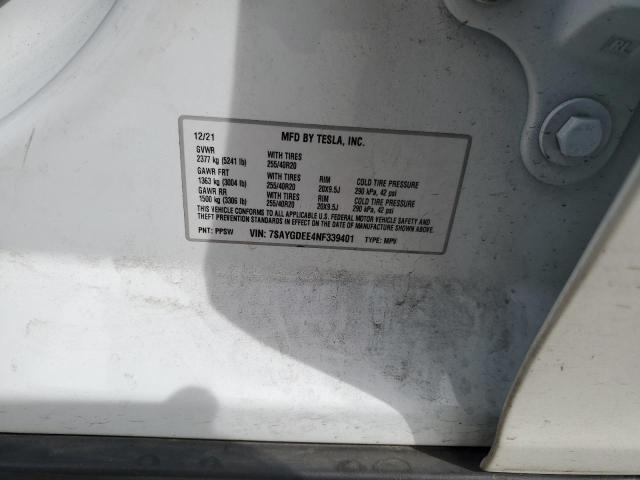 7SAYGDEE4NF339401 Tesla Model Y