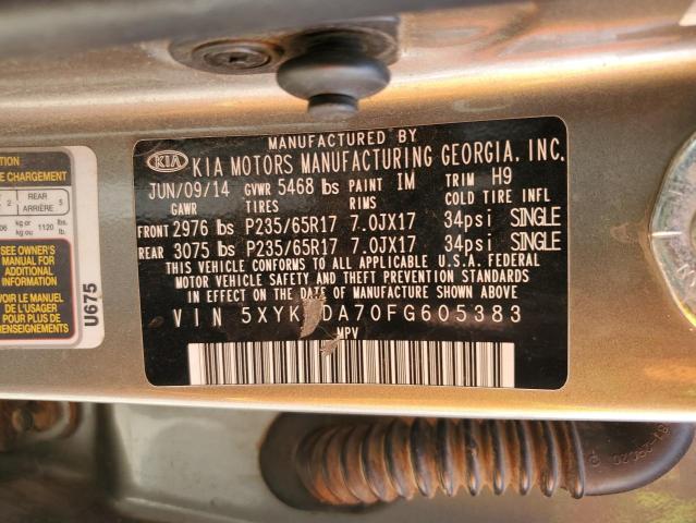 5XYKTDA70FG605383 KIA SORENTO LX