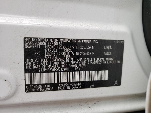 2019 TOYOTA RAV4 XLE - 2T3P1RFV6KW012400