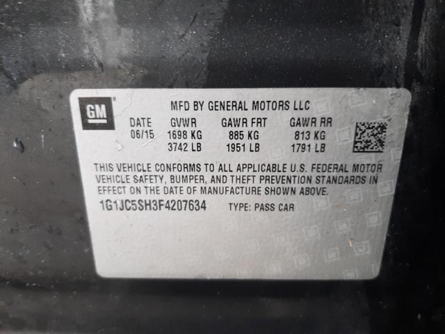 2015 CHEVROLET SONIC LT - 1G1JC5SH3F4207634