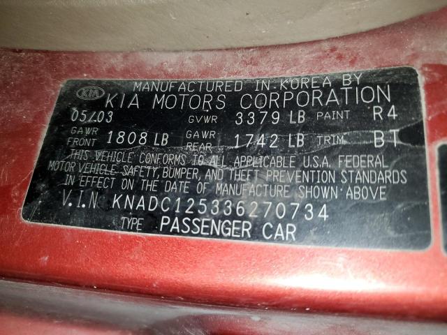 KNADC125336270734 KIA Rio