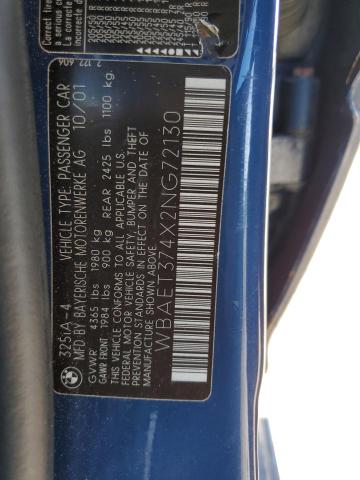 WBAET374X2NG72130 BMW 325 I