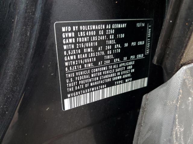 2015 VOLKSWAGEN TIGUAN S - WVGBV7AX8FW567864