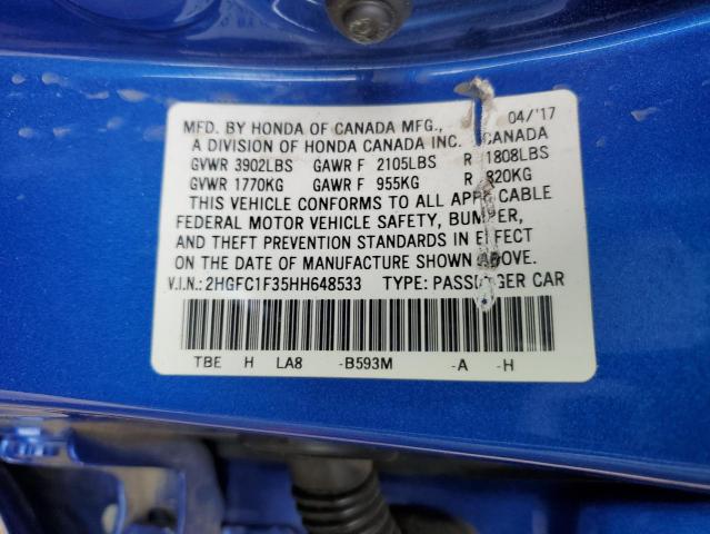 2017 HONDA CIVIC EX 2HGFC1F35HH648533