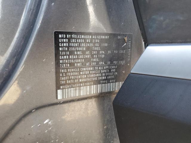 2015 VOLKSWAGEN TIGUAN S - WVGAV7AX8FW510415