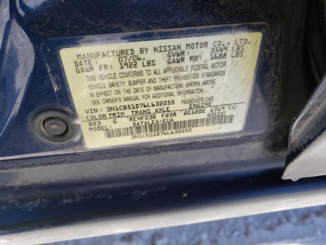 2006 Nissan Sentra 1.8 VIN: 3N1CB51D76L632255 Lot: 40671963