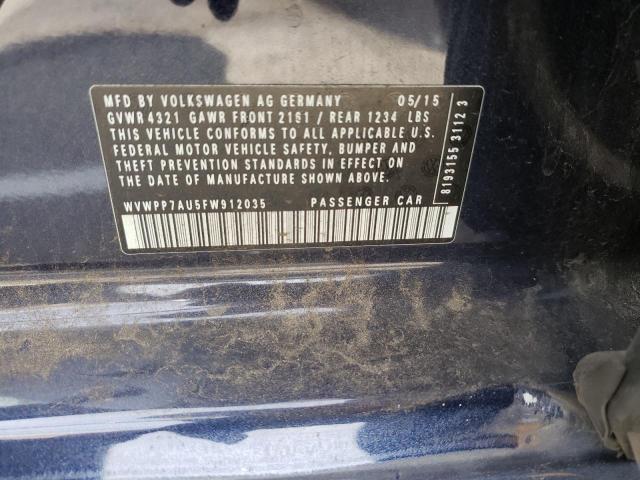 2015 VOLKSWAGEN E-GOLF SEL WVWPP7AU5FW912035