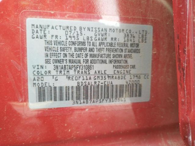2015 NISSAN SENTRA S 3N1AB7AP5FY310861