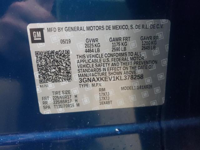 2019 CHEVROLET EQUINOX LT 3GNAXKEV1KL378258