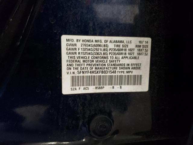 2015 HONDA PILOT EXL - 5FNYF4H5XFB031548